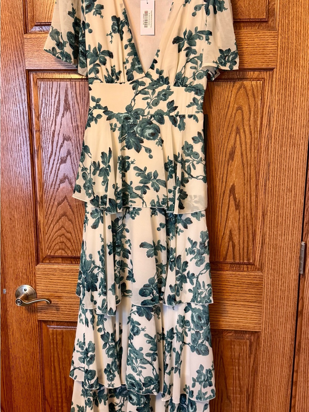 Baltic Born Cream Maxi Dress with Green Floral Print